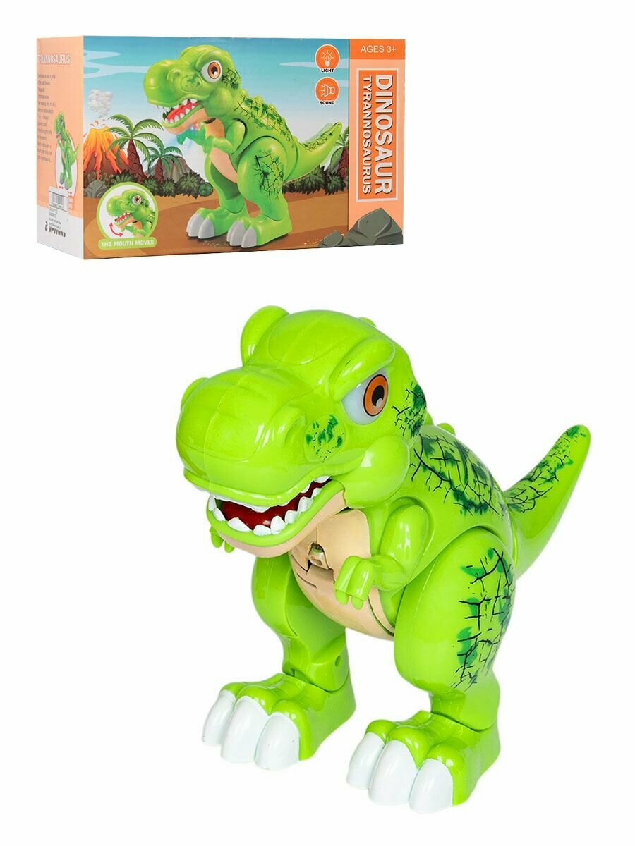 Динозавр интерактивный Тираннозавр (свет, звук) зеленый, 3361-KR2