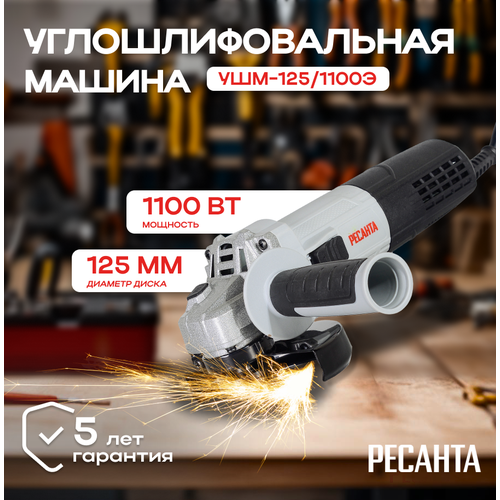 Углошлифовальная машина УШМ-1251100Э Ресанта 5025₽