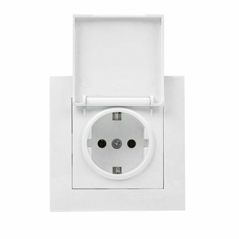 EKF EKF Розетка 1-м СП Валенсия 16А IP44 с заземл. защ. шторки с крышкой бел. PROxima EKF EWV10-124-10
