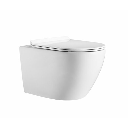 Унитаз подвесной безободковый HOLLER WALL (530*360*350мм, сиденье дюропласт, микролифт) белый