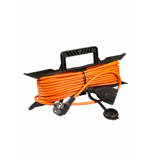 Уличный удлинитель сетевой 10 м с одной розеткой на рамке с заземлением для садовых и строительных электроинструментов ПВС 3х25 16А 4000Вт IP44 1938₽