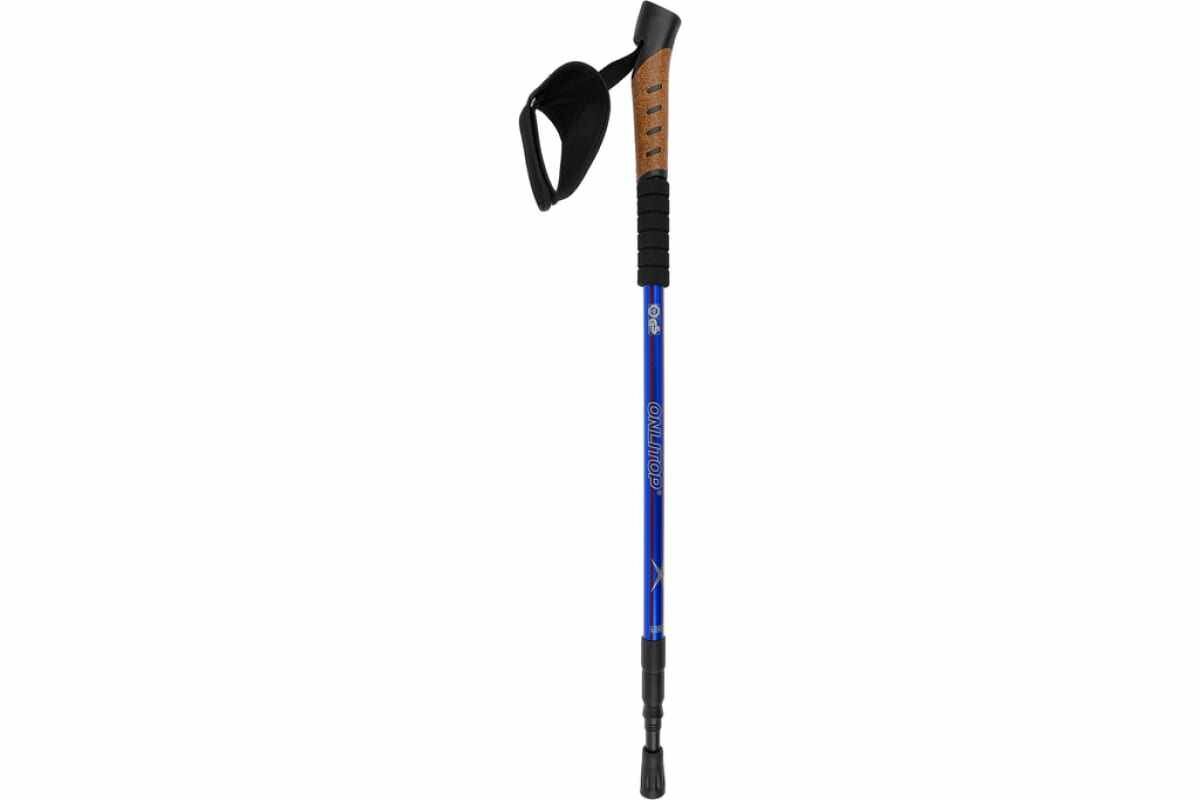 Телескопическая палка для скандинавской ходьбы ONLITOP 3 секции, до 135 см, цвет синий 850147