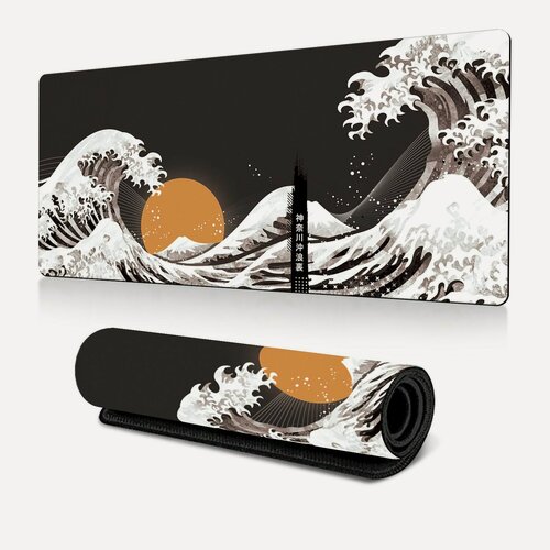 Изображение товара Коврик для мыши Волна 90x40x0.3см, (28-черный/белый)