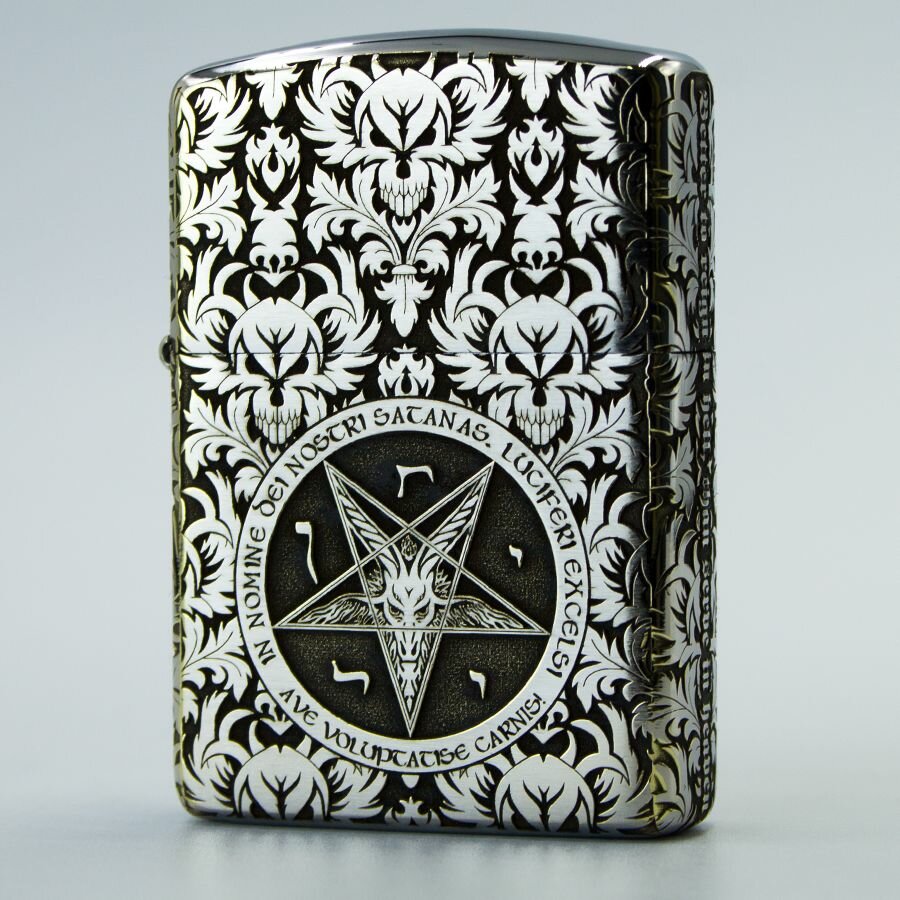 Зажигалка бензиновая Zippo Armor Хром с гравировкой Baphomet