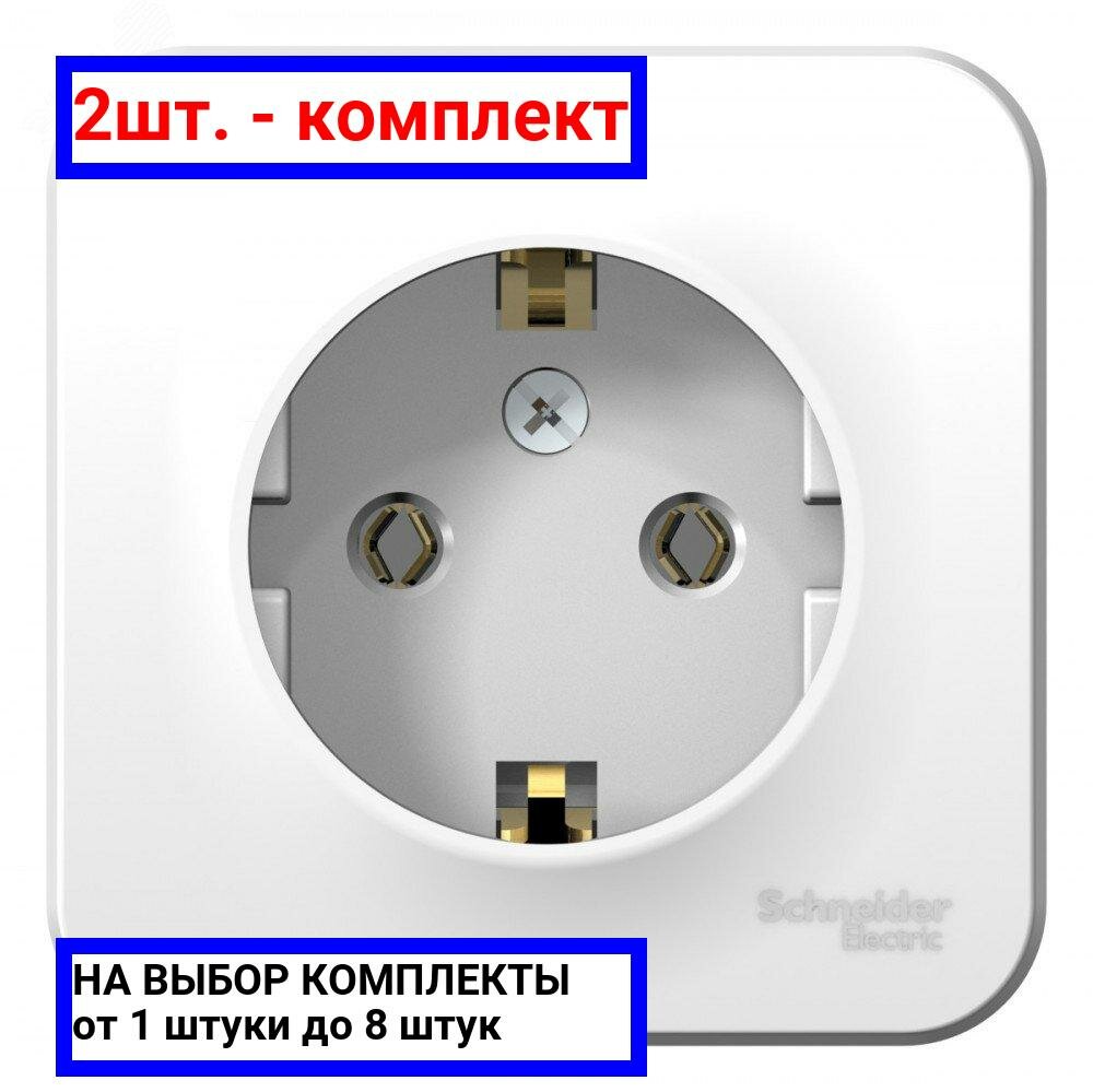 2шт. - BLANCA розетка наружная с заземлением без шторок, 16А, 250В, белый / Systeme Electric; арт. BLNRA010101; оригинал / - комплект 2шт