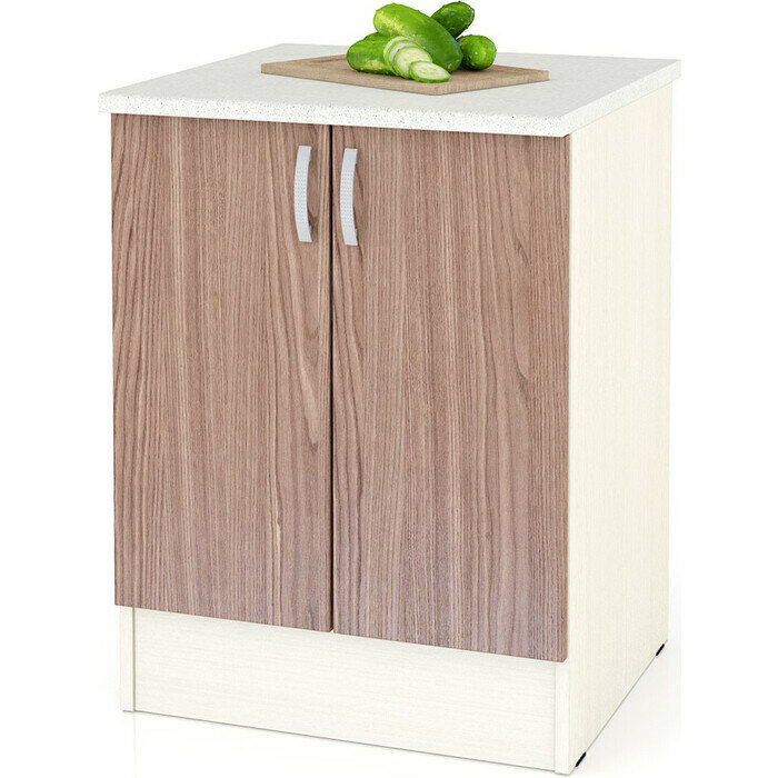 фото Стол 60 см Мебельный двор Мери ШН600 дуб/ясень шимо темный столешница № 130 сахара белая