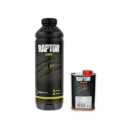 Защитное покрытие повышенной прочности черное Raptor U-POL, 750мл + 250 мл отв.