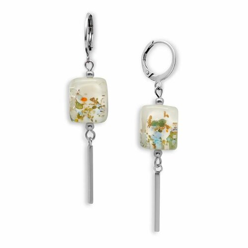 Серьги Vloes Rhythm, стекло, муранское стекло, бежевый, белый