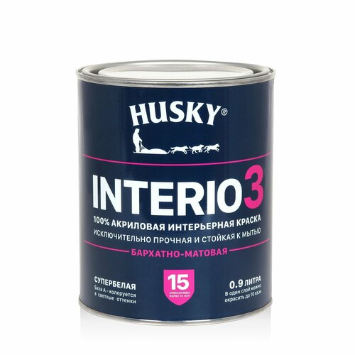 HUSKY INTERIO 3 Бархатно-матовая интерьерная краска 09 База А 960₽