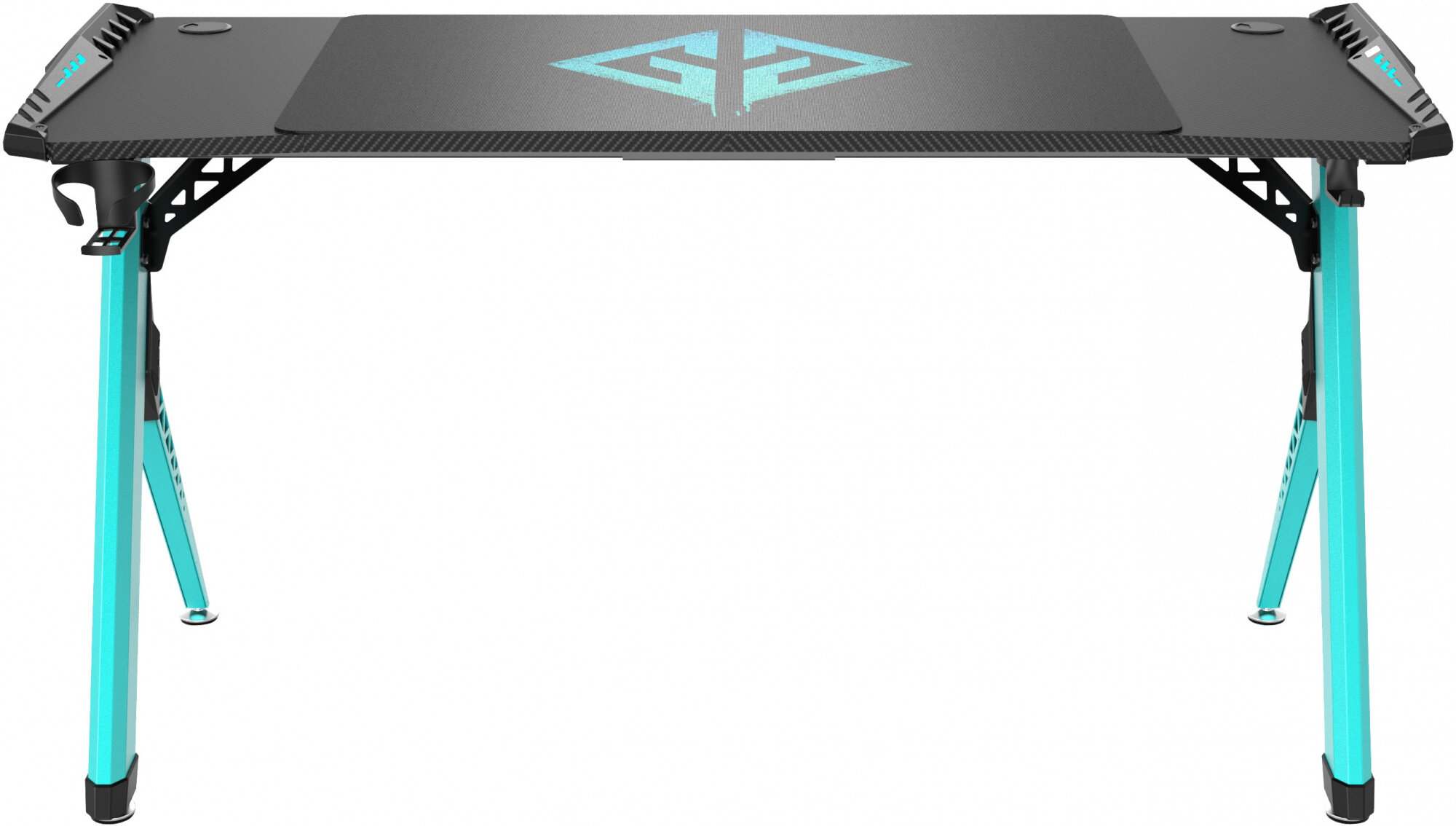 фото Стол игровой GMNG GG-TB101 столешница ЛДСП карбон каркас голубой 140х60см