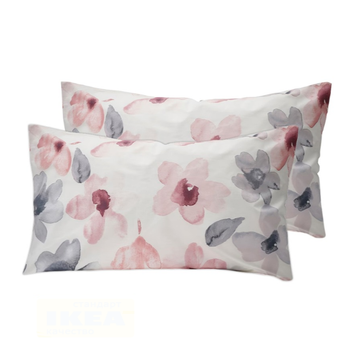 фото Наволочка SOMNO (лаппнюкклар икеа), 50х70 см 2 шт, белый/розовый