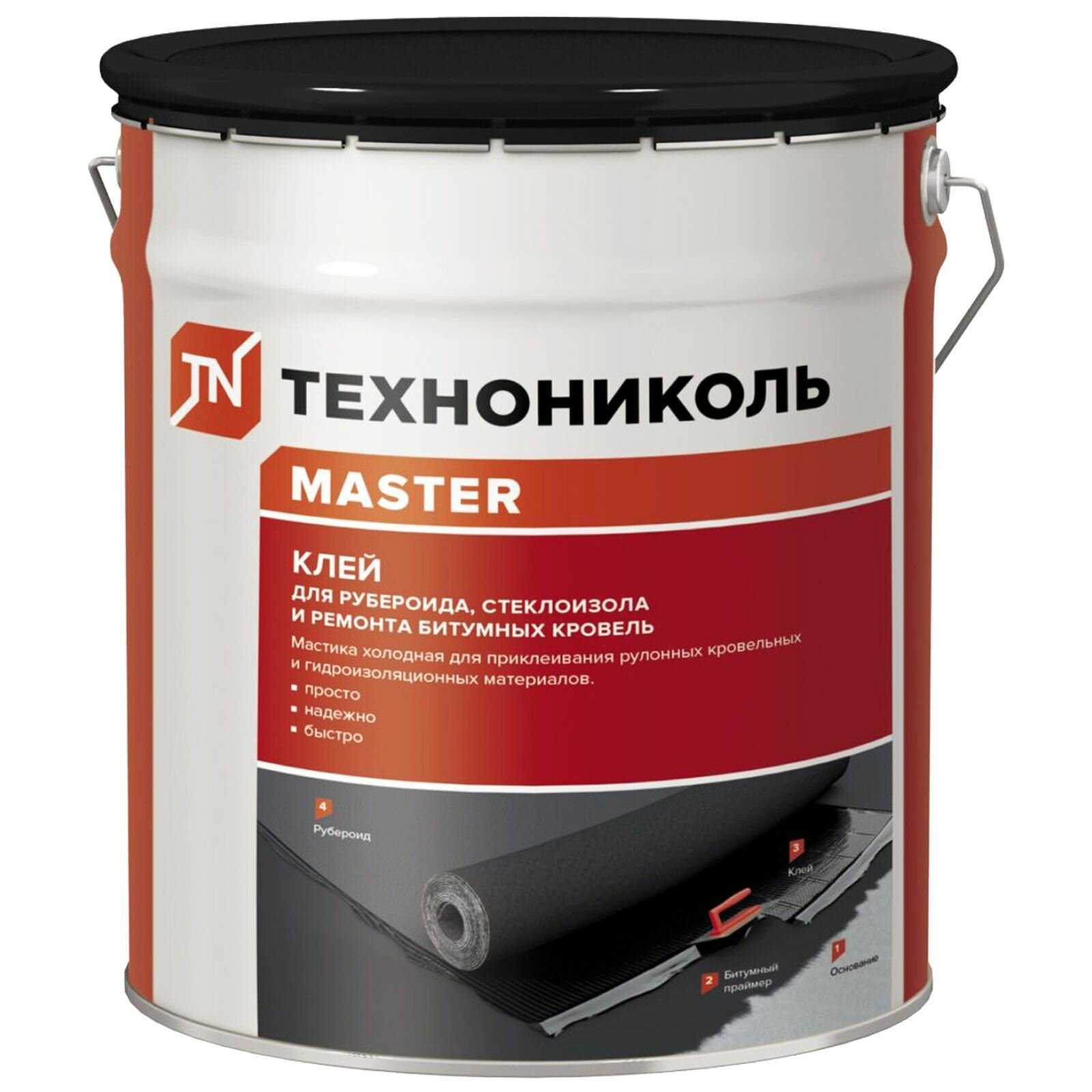 фото Клей для рубероида технониколь, для приклеивания рубероида, черный, 10 кг