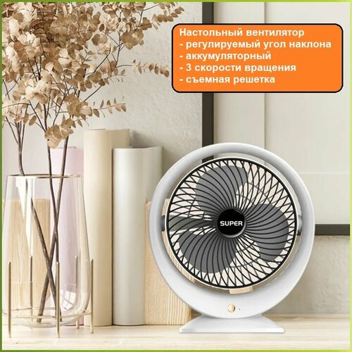 REXUS JKJ-101 - настольный охлаждающий USB вентилятор регулировка наклона 3 скорости автономность до 6 часов 1799₽