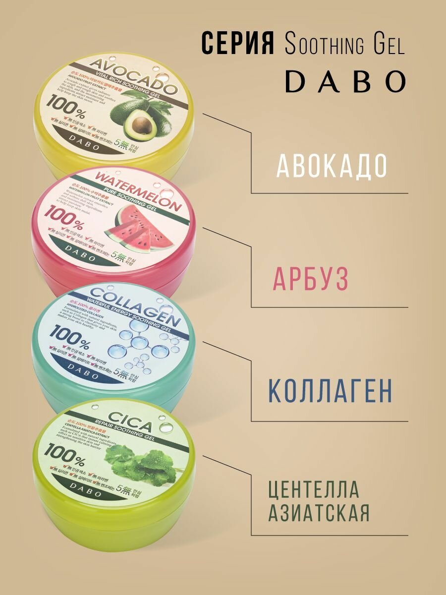 DABO Универсальный увлажняющий гель для лица и тела Корея с экстрактом арбуза от морщин и возрастных изменений, 300мл. Корейская косметика — фото 1