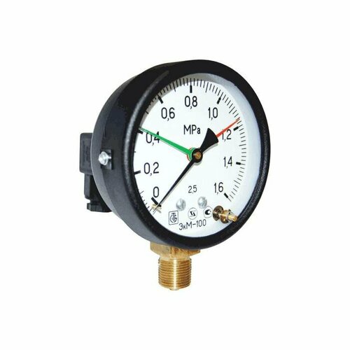 Манометр электроконтактный ЭКМ100Вм радиальный Дк100мм 0-1,0 МПа кл.2,5 исполнение 5 М20х1,5 завод теплотехнических приборов