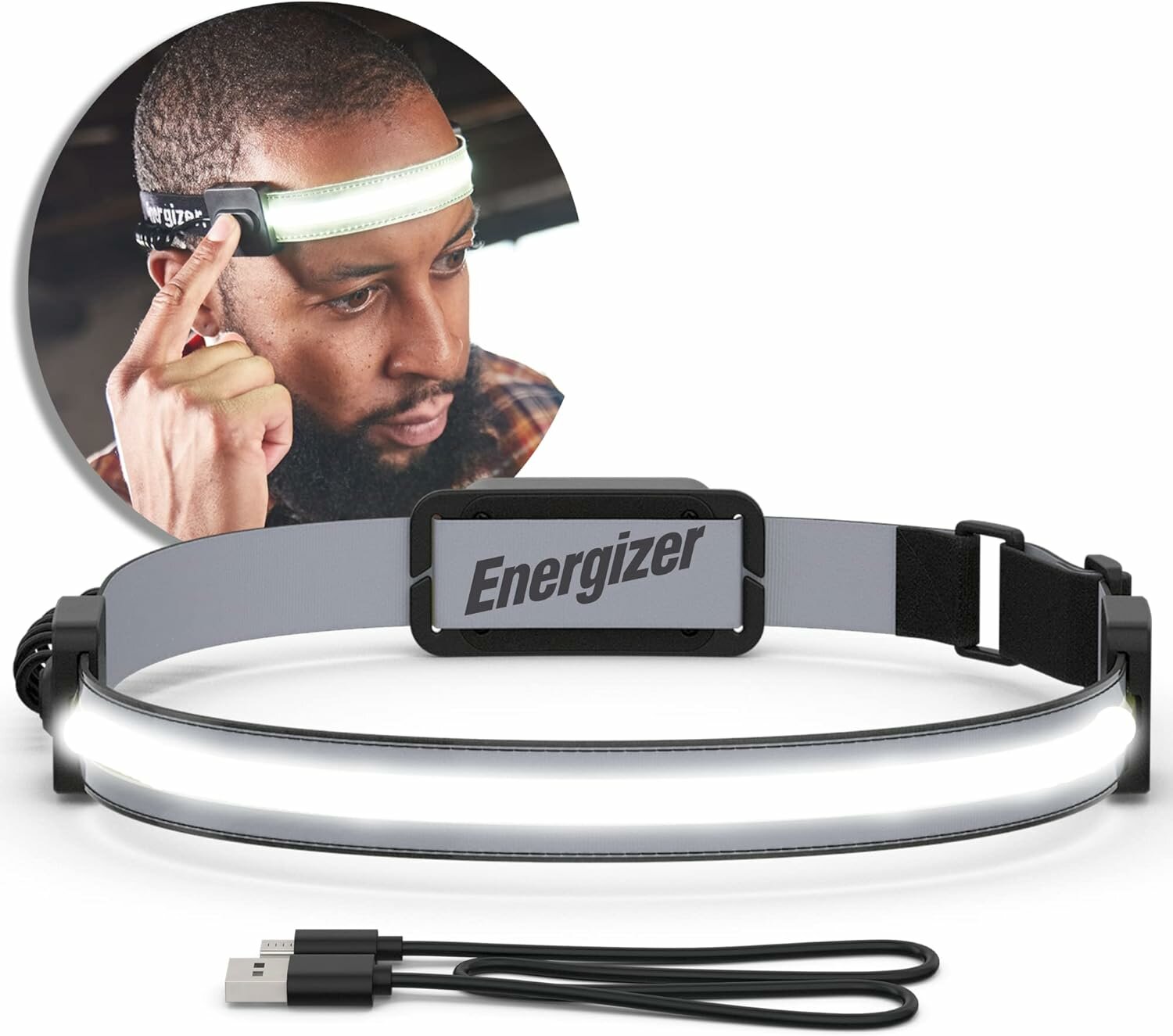 Energizer гибкий светодиодный налобный USB фонарь IPX4 400 люмен