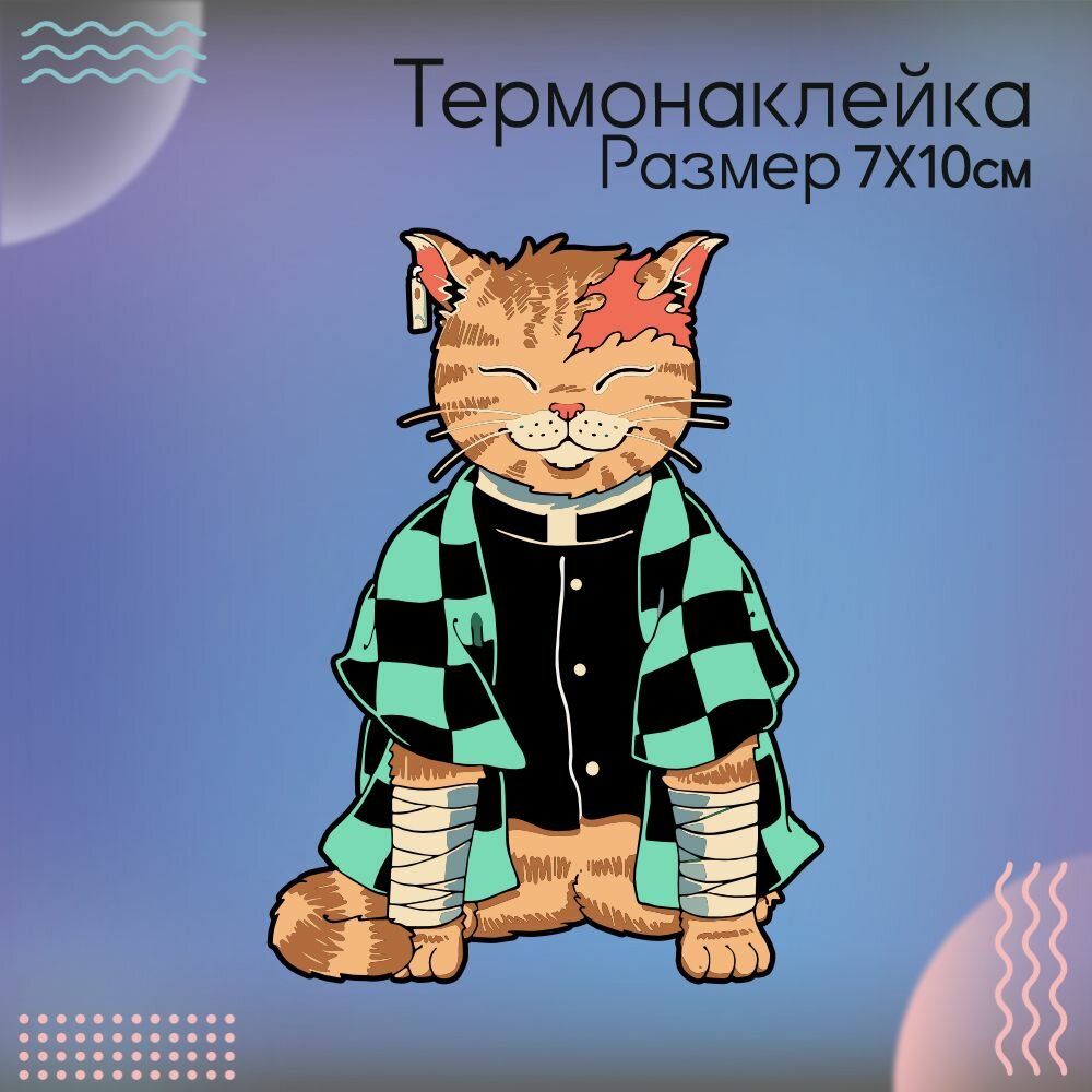 Термонаклейка для одежды Клинок рассекающий демонов Тандзиро кот