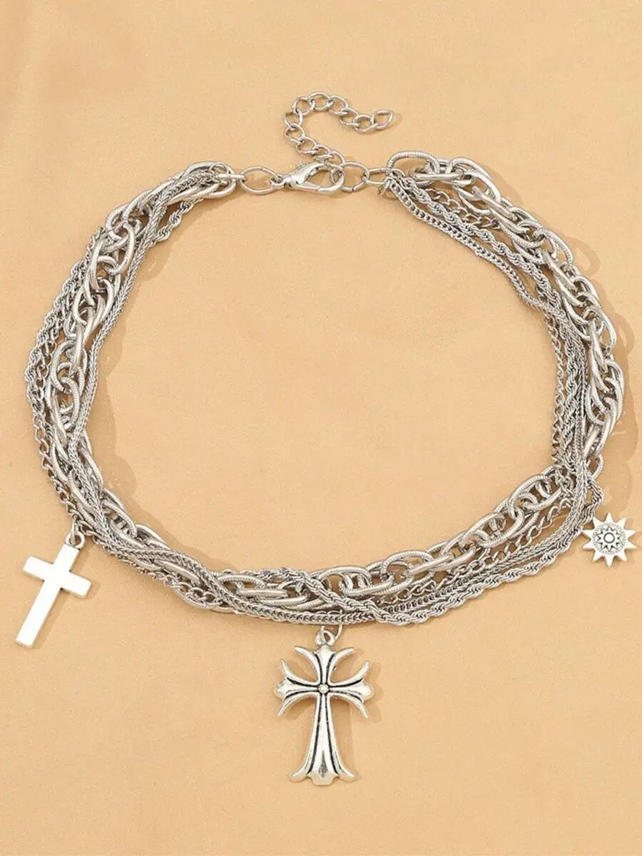 Чокер, длина 39 см, серый.. — фото 1