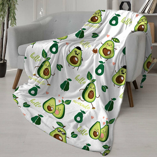 Мягкий, плюшевый плед «Авокадо», 180х200, белый, флисовый, теплый и уютный
