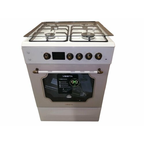 Комбинированная плита VESTA Valencia VGE 6042 с электрической духовкой вертелгриль чугунные решетки Газ-контроль 42000₽