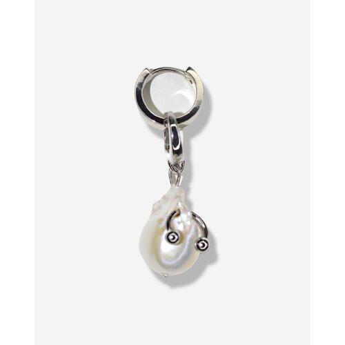 Моносерьга 2SICK, жемчуг барочный, белый, серебряный