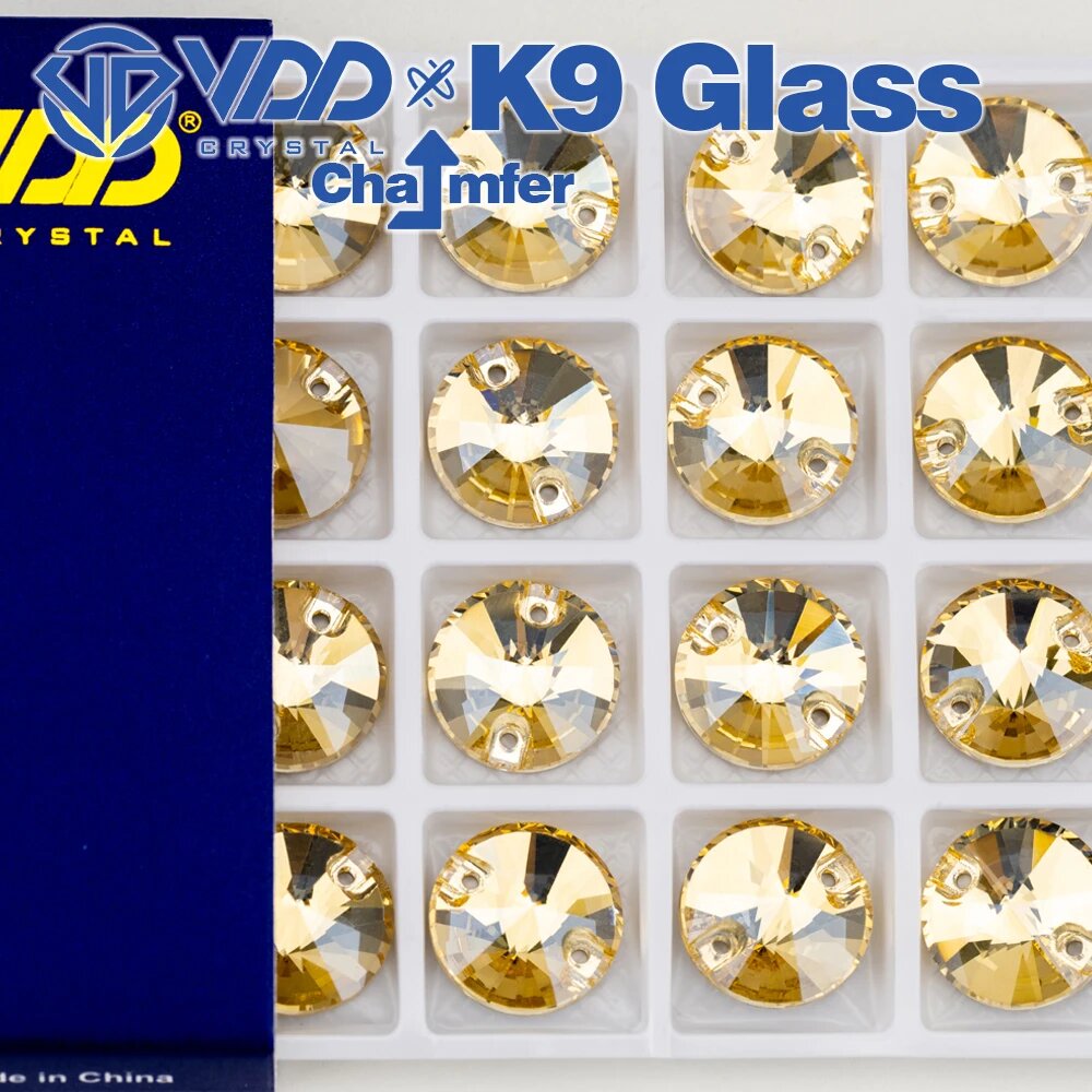 Стразы VDD Rivoli стеклянные для рукоделия Golden Shadow 14mm - 28Pcs