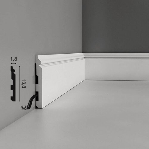 Изображение товара Плинтус Orac Decor SX118 Д200xШ1.8xВ13.8 см Лепнина из Дюрополимера / Орак Декор.