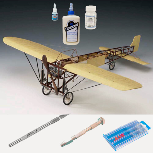 Изображение товара Самолет Bleriot XI, модель пионера авиации Amati, М.1:10, 170 часов, подарочный набор, инструменты, лак, клея