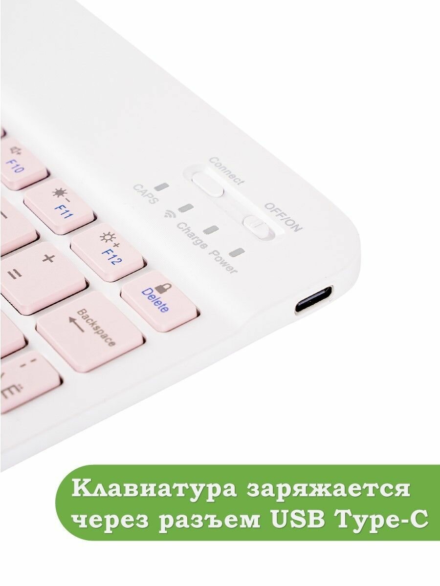 Беспроводная клавиатура для планшета, розовые клавиши — фото 1