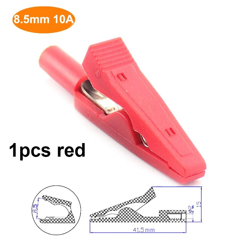 Изолированные крокодил зажимы для мультиметра, 8.5mm 10A 1 red