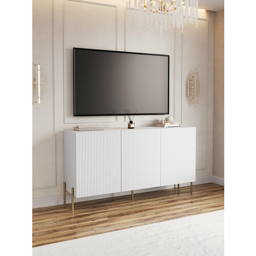 Комод для одежды и хранения вещей Puzzlemebel, напольный на ножках, белый 150 см