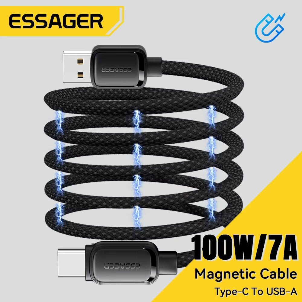 Кабель Essager 7A USB - Type-C для iPhone 15 Pro Max 100 Вт, шнур USB-C для быстрой зарядки Xiaomi Huawei Honor OPPO Oneplus 1 метр