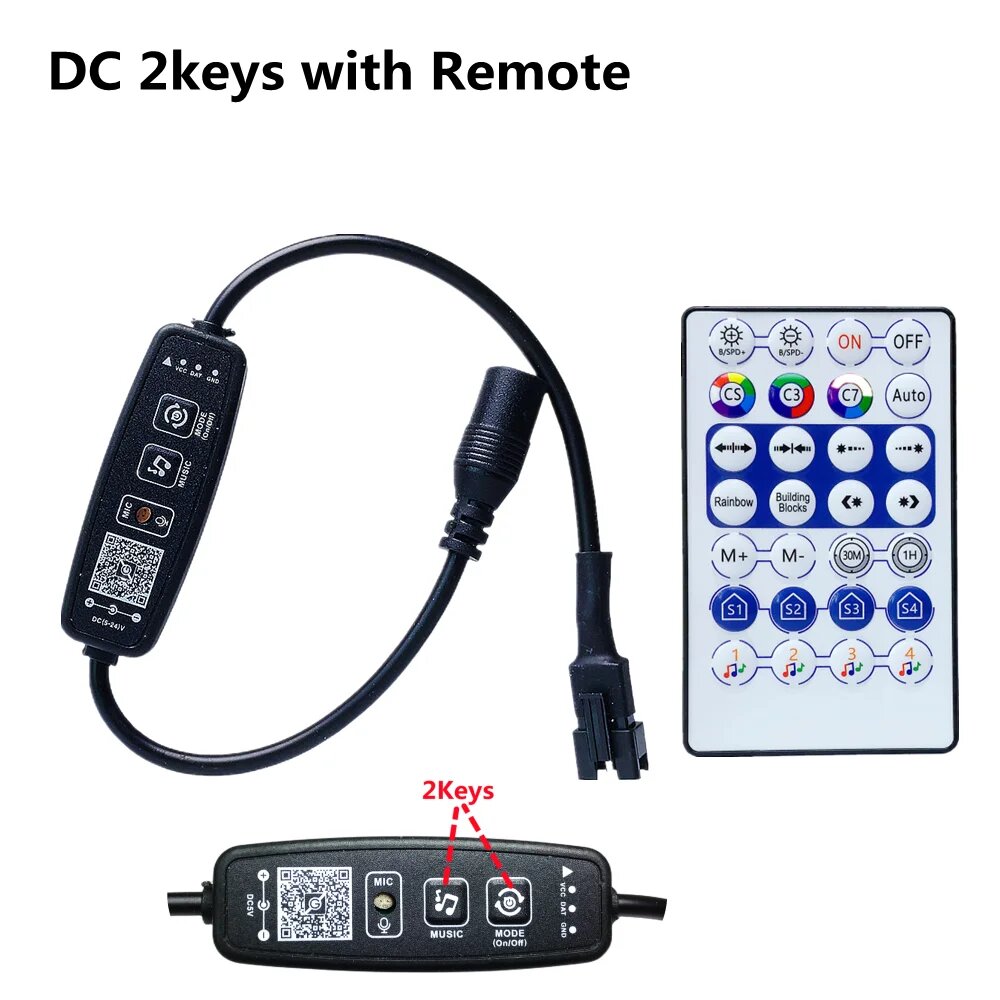 HERULED RGB Контроллер для светодиодной ленты, DC 2Key with Remote