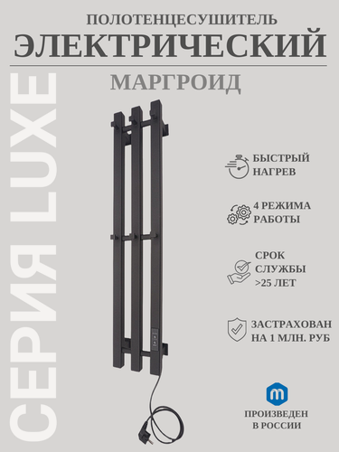 Изображение товара Полотенцесушитель электрический Маргроид Вид Inaro-3 80x12 черный матовый профильный