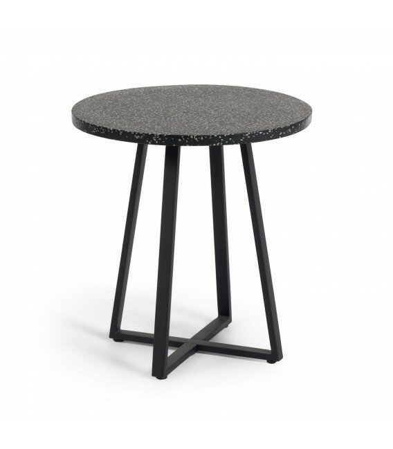 Круглый стол из терраццо Tella, черный Ø 75 см