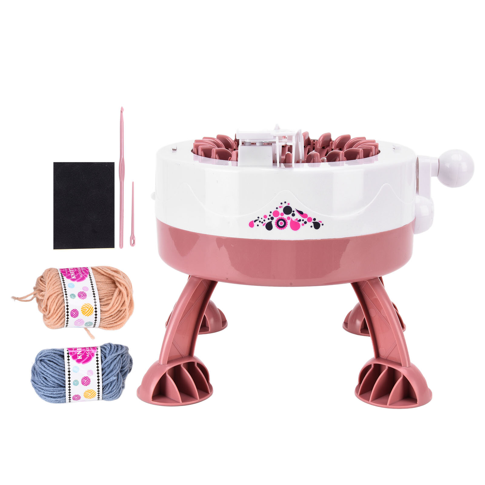 Кораллово-красный DIY 22 иглы Круговая вязальная машина Ручной инструмент для шарфов Перчатки Шапки Ручная вязальная машина крючком
