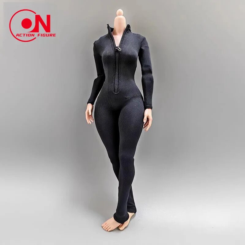 Боди женское черное для экшн-фигурки 1/6, Bodysuit A
