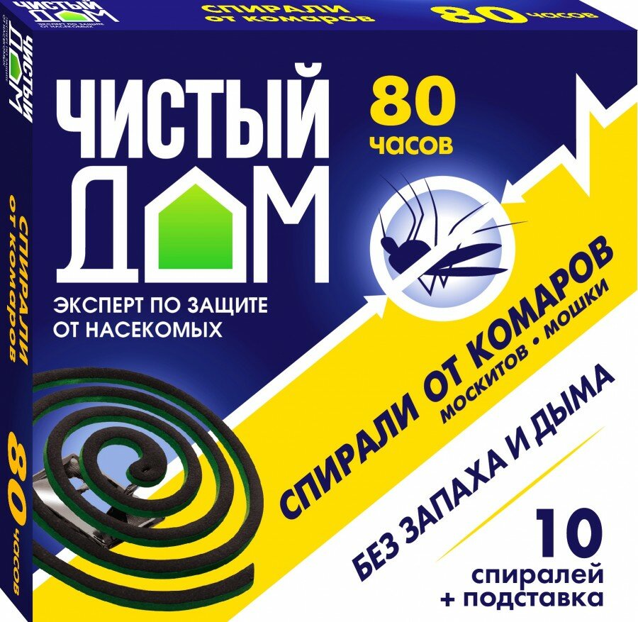 Чистый дом Спирали От комаров б/запаха 10шт/уп, цена за уп, черные (Китай) 02-076