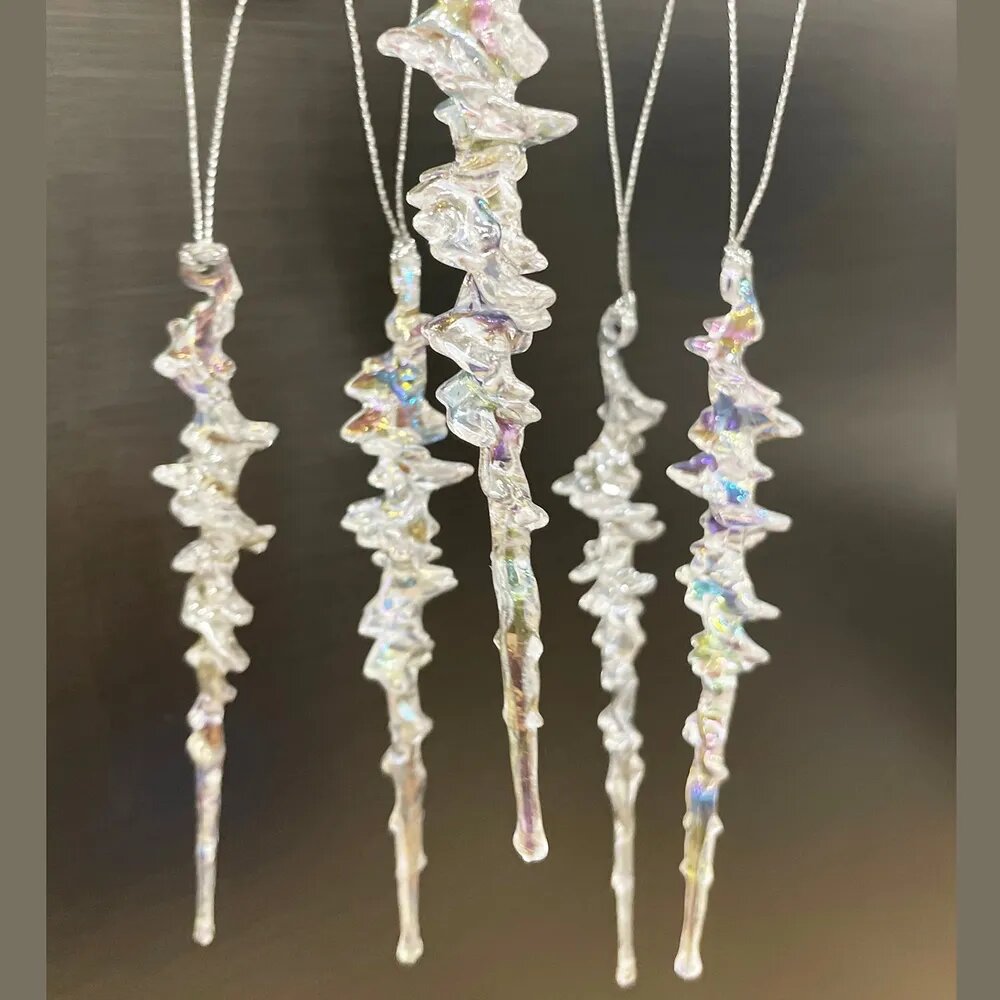 Елочное украшение Сосульки набор новогодний бесцветные 12шт