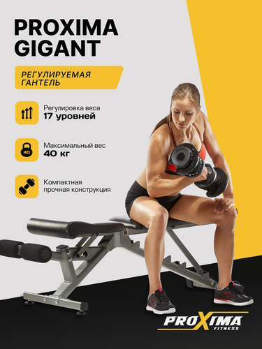 Изображение товара Регулируемая гантель Proxima Gigant, вес 40 кг (PS-ADB-5K/40K)