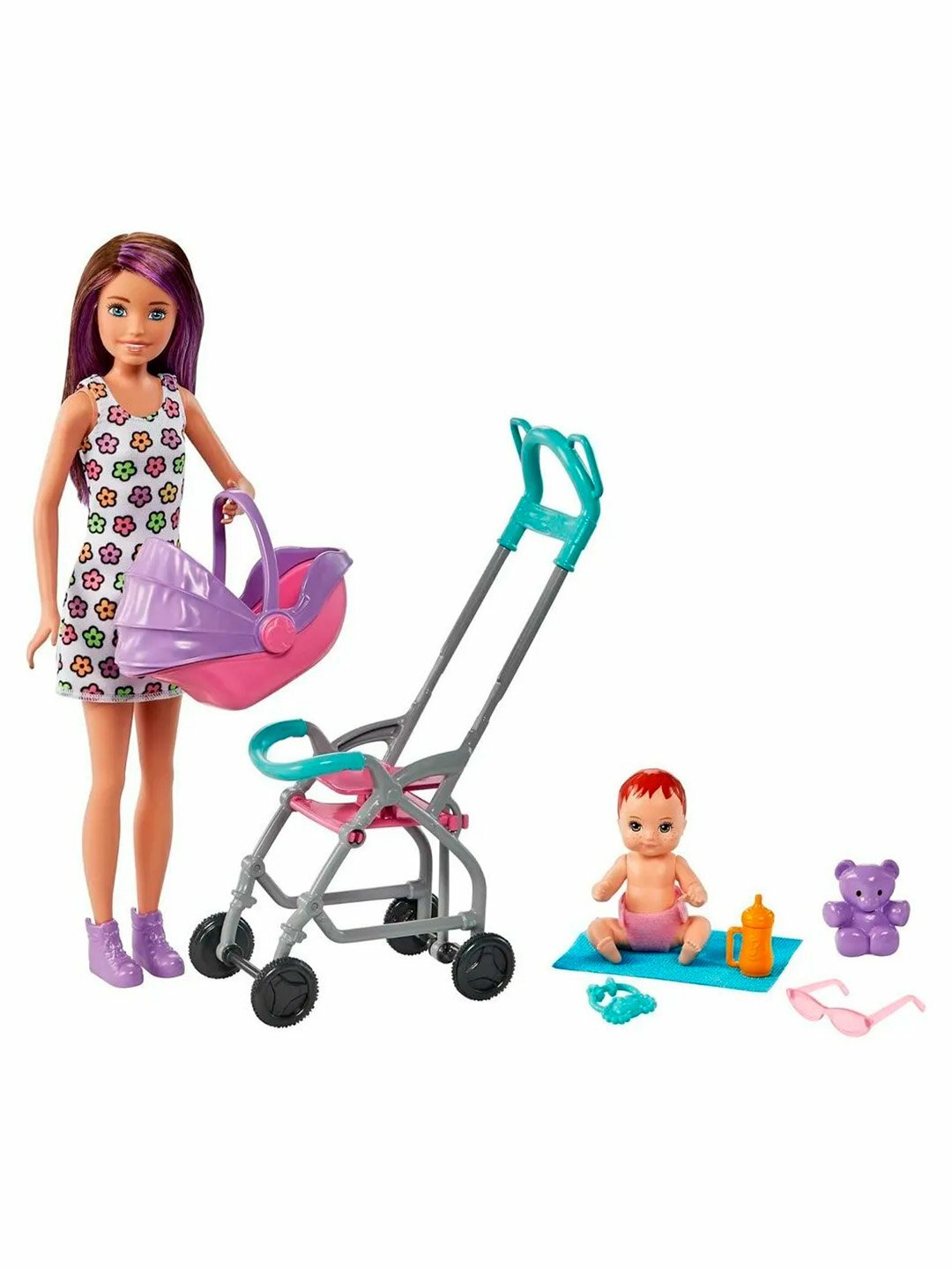 Игровой набор Barbie Skipper Babysitters Inc с куклой, коляской, куклой и 5 аксессуарами