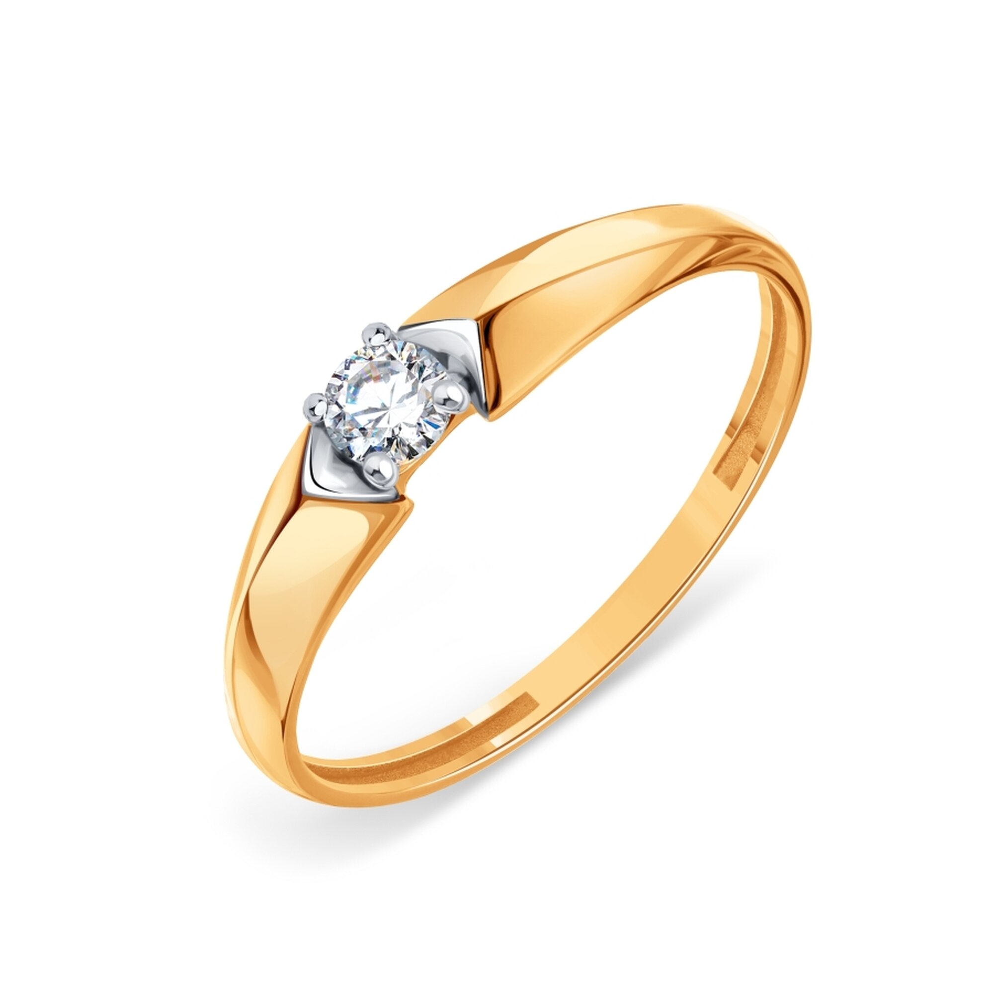 Кольцо помолвочное Diamant online, красное золото, 585 проба, фианит