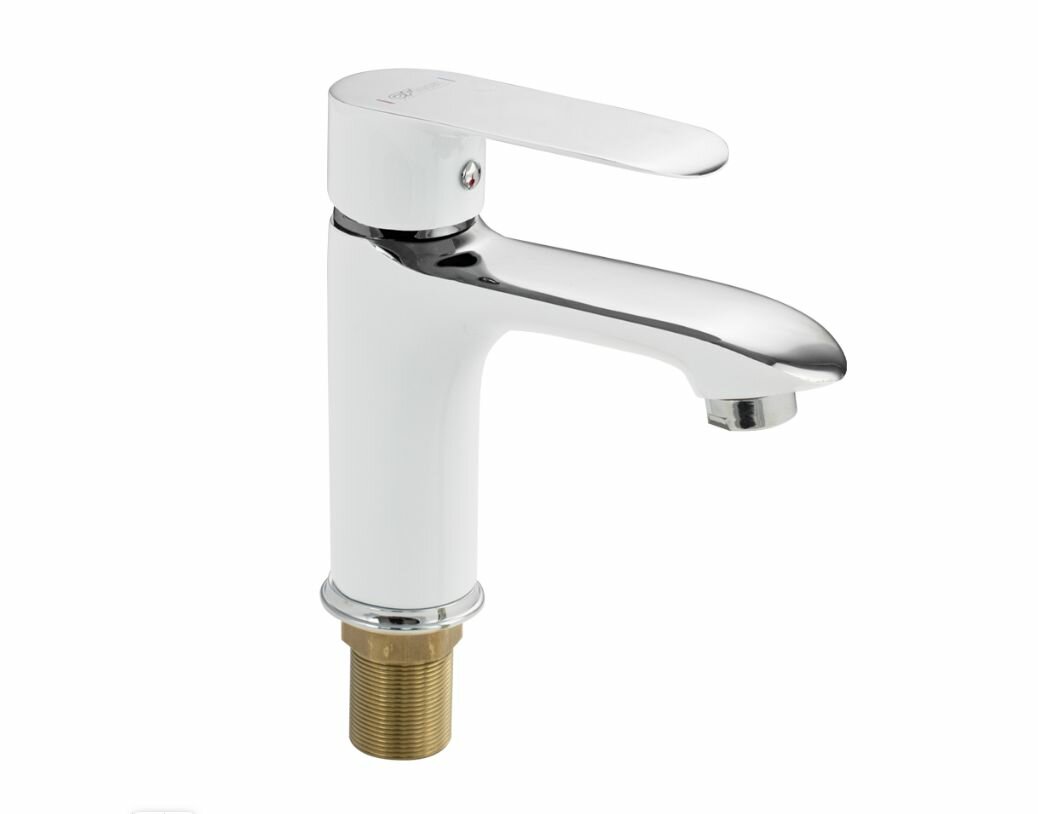 Смеситель на раковину, шаровый, комбинированный, с белой эмалью