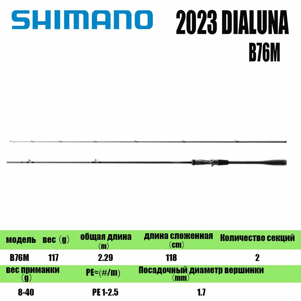 2023 SHIMANO DIALUNA B76M спиннинг удочка для рыбалки
