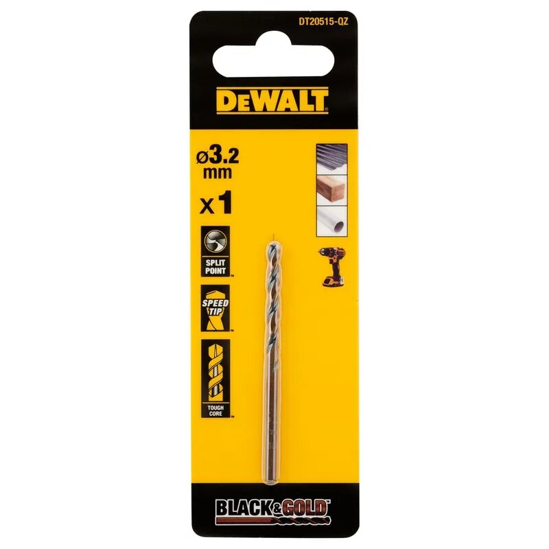Сверло по металлу DeWalt Black&Gold HSS 3.2мм DT20515-QZ