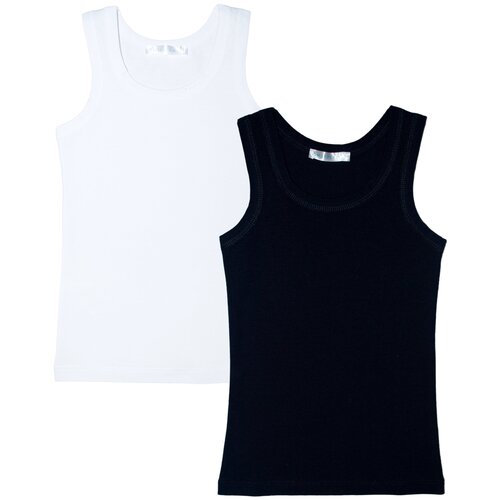 фото Майка для мальчика (комплект 2 шт.) андерсен белый/черный размер 158