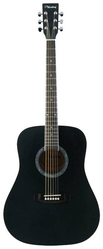 VESTON D-45 SP/BKS -акустическая гитара, дредноут, черная, матовая