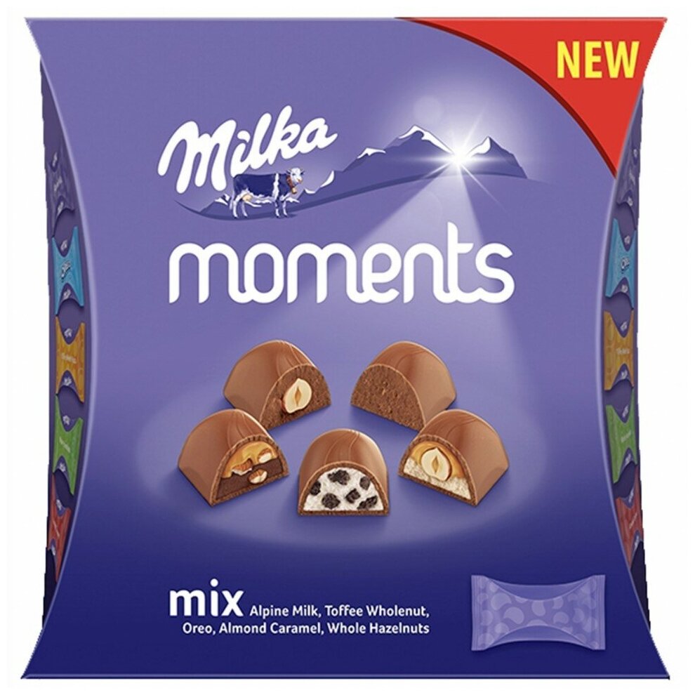 Шоколадные конфеты Milka Moments Mini Mix / Милка Моментс Мини Микс 97гр (Польша) - фотография № 1