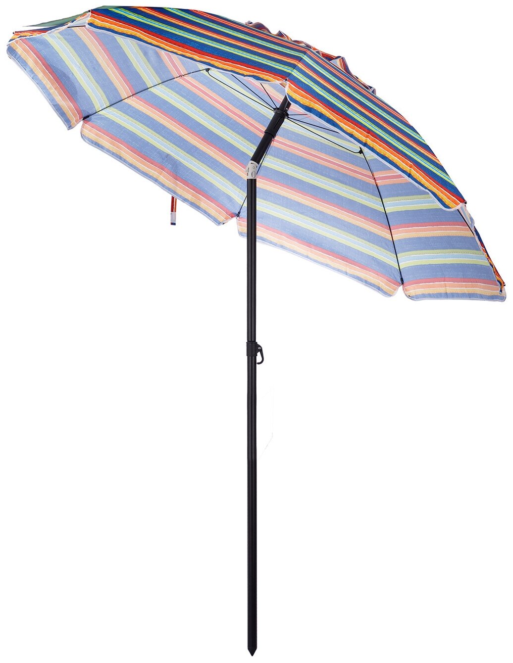 Пляжный зонт, 2 м, с клапаном, с наклоном, Премиум (синий/принт "полоса") в чехле - фотография № 2