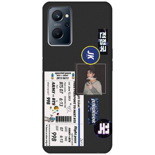 Матовый чехол BTS Stickers для Realme 9i / Рилми 9и с 3D эффектом черный матовый чехол bts stickers для realme 9i рилми 9и с 3d эффектом черный